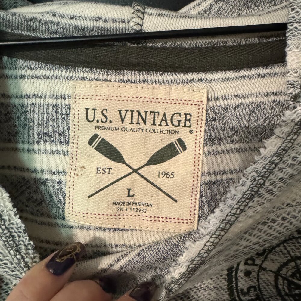 NWOT Womens Mens Striped Blue White Hoodie Cotton Blend Large - Picture 2 of 4